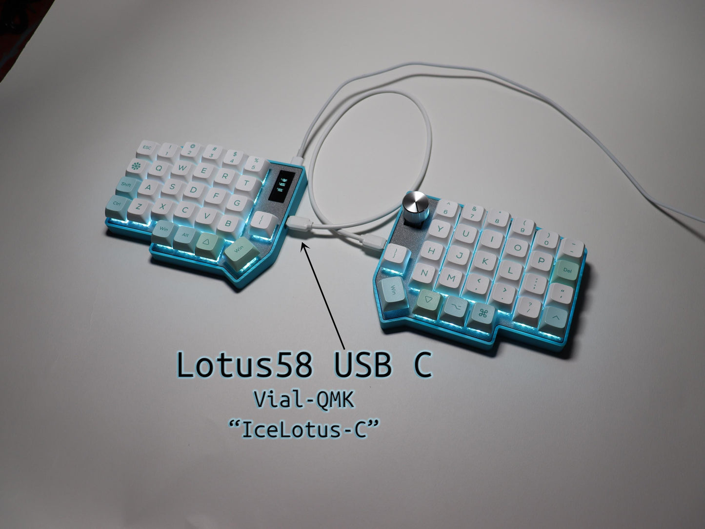 Lotus58 Split Mechanical Keyboard "IceLotus-C"