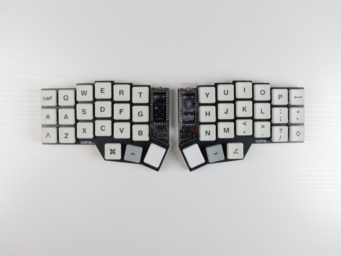 Corne Choc Wireless Split Keyboard – Low Profile FR4 and acrylic stacked plates