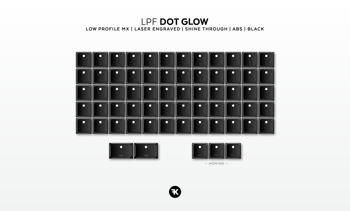 LPF Dot Glow – Black | MX Low Profile Shine-Through Keycaps