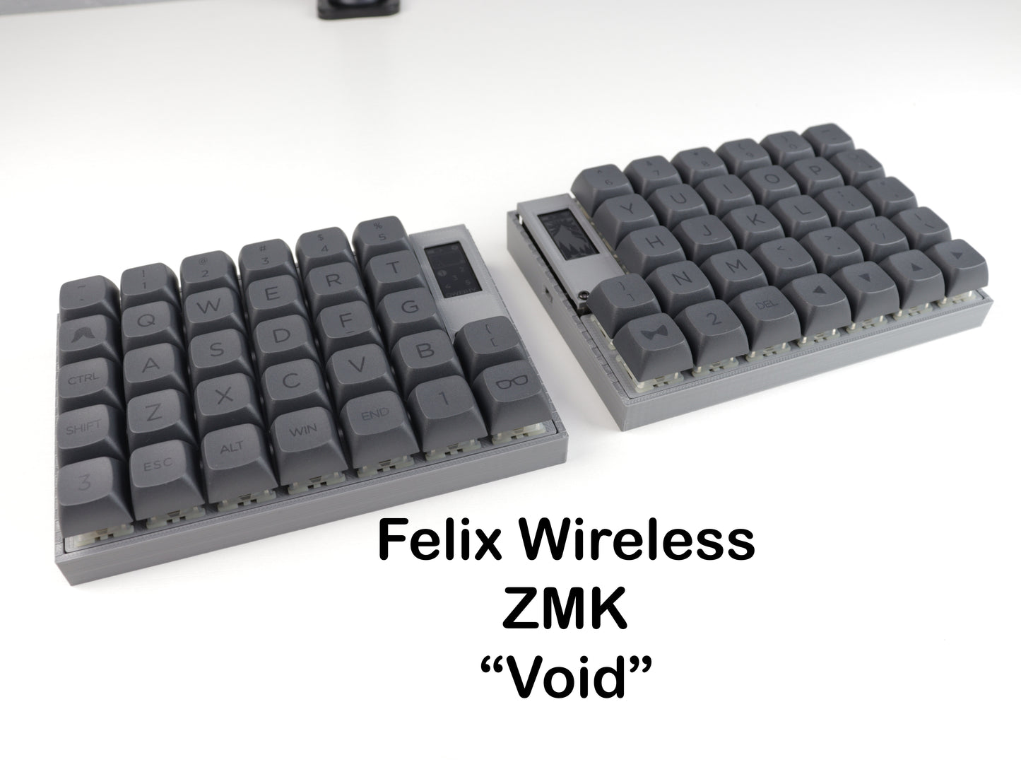 Felix64 "Void" Wireless Split Ergonomic Keyboard — Hotswap, ZMK, NiceView Display