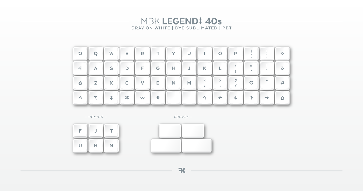 MBK Legend‡ 40s — Gray on White Keycap Set