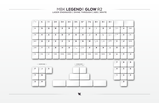 MBK Legend Glow R2 White - Choc V1 keycaps - Shine through